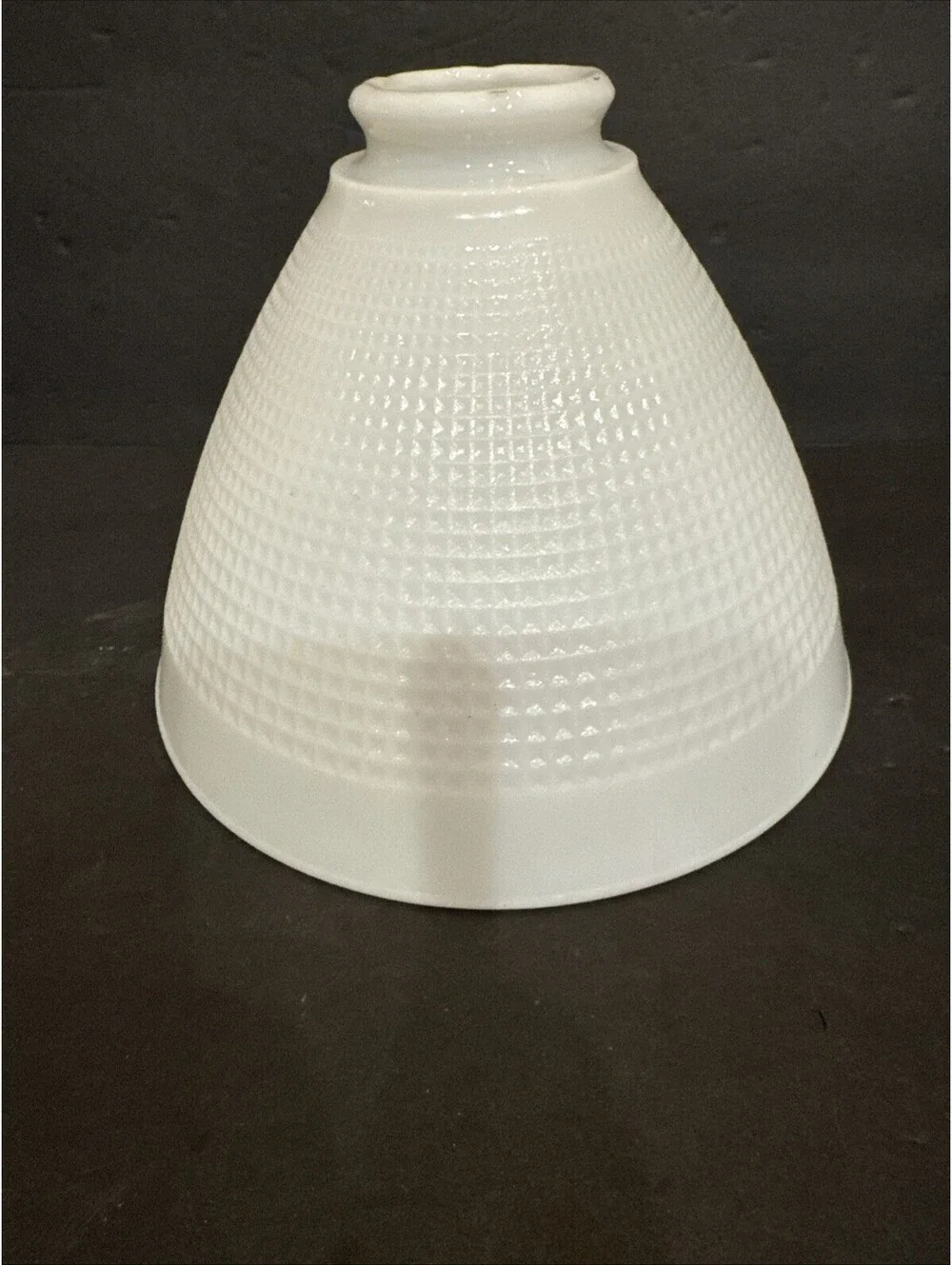 Vintage Corning White Milk Glass Waffle Pattern Torchiere Pendant Lamp Shade 8